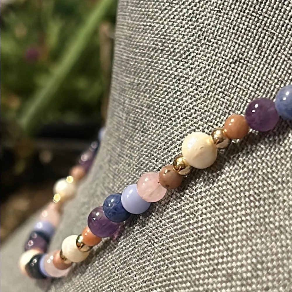 ✨ Handmade Freshwater Pearl + Amethyst + Rose Quartz + Agate Beaded Necklace